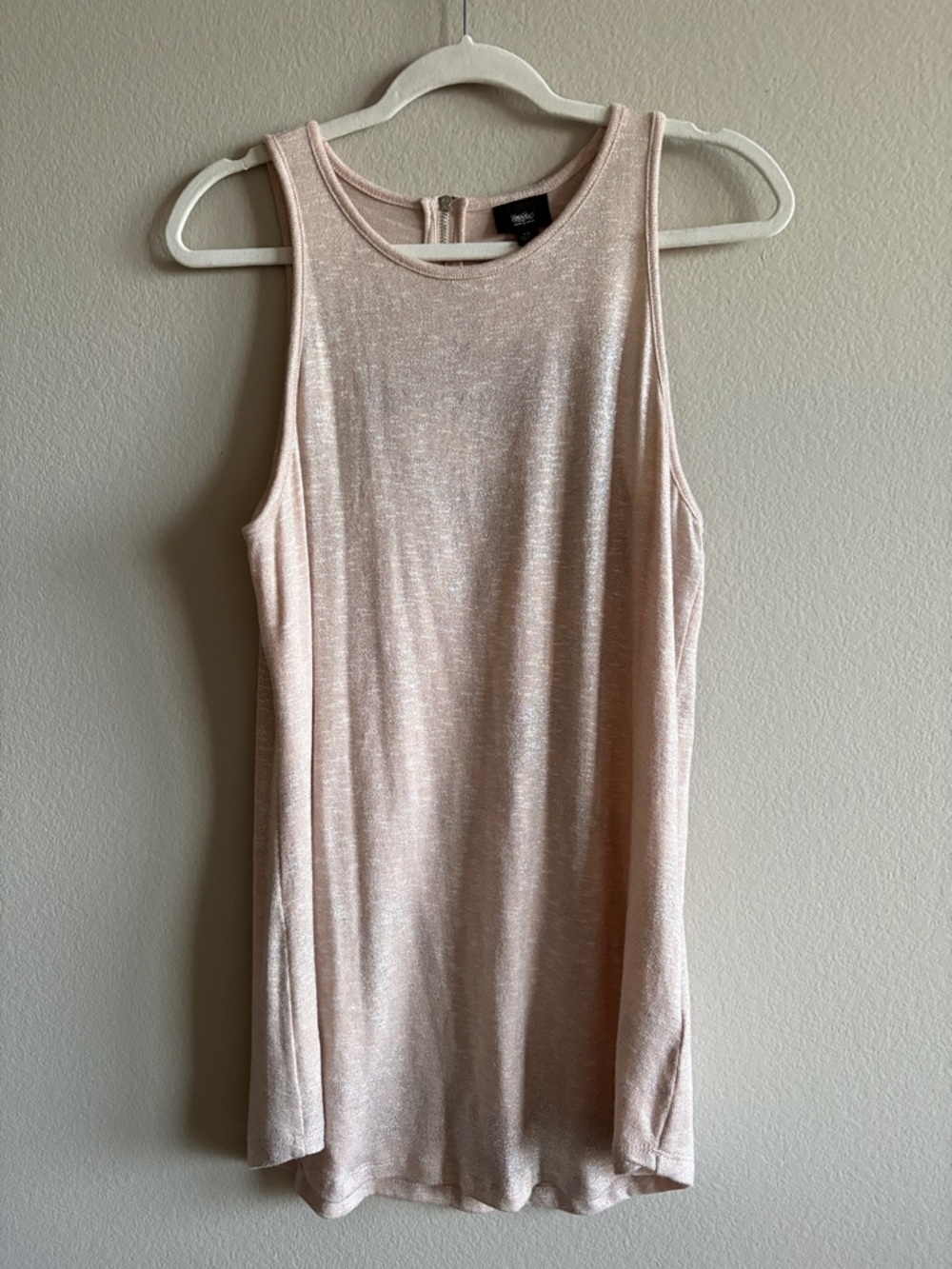 Mossimo Shimmery Blush Pink Tank Top Scoopneck Lightweight Knit Size L